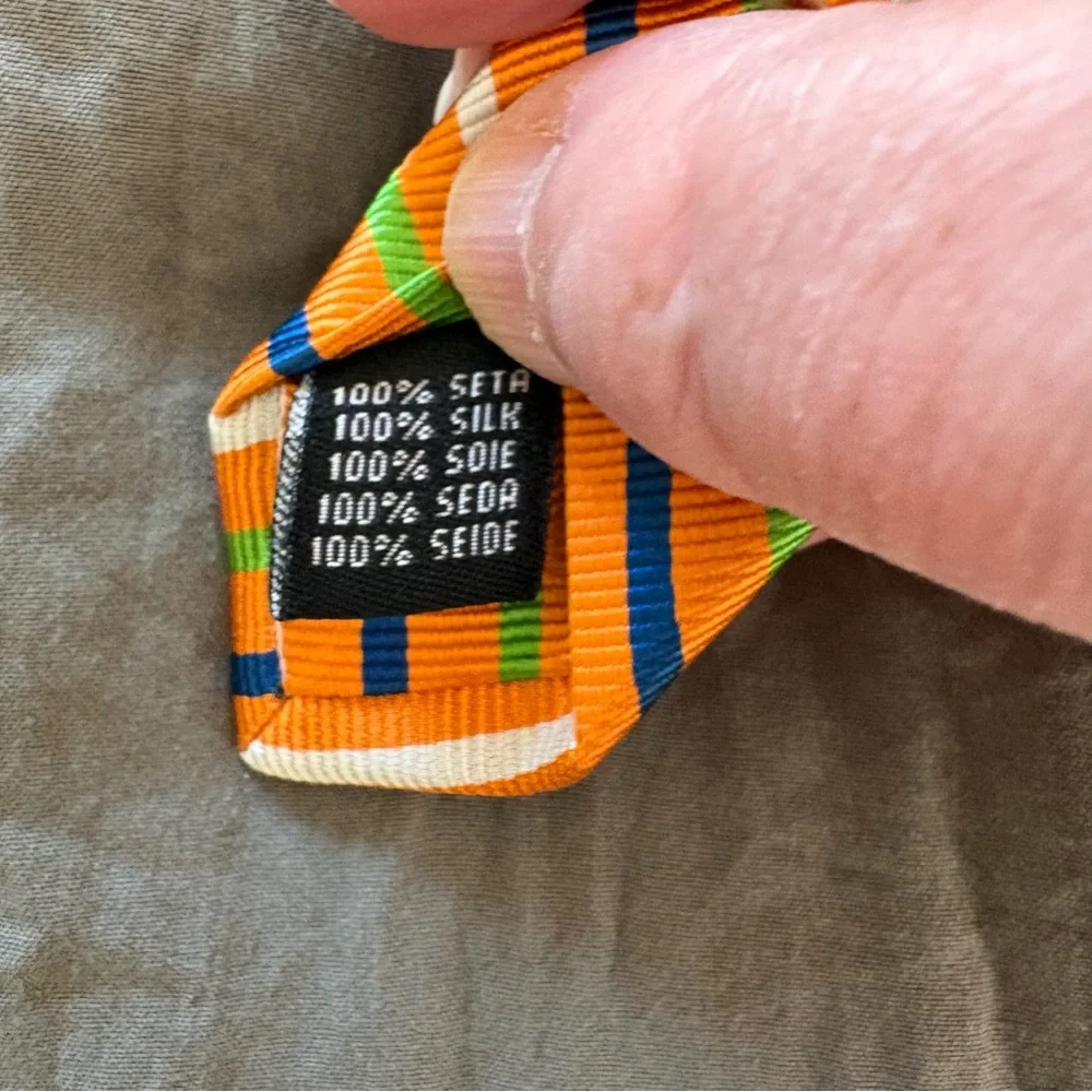 Rooster Handmade Silk Striped Tie.